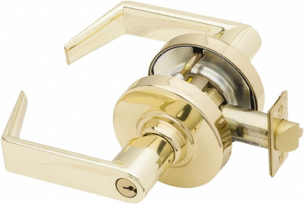 Schlage Entrance Lever Lockset for 1-3/8" Thick Doors - Schlage C keyway, 2-3/4" Backset, Bright Brass Finish | Part #S00027335840