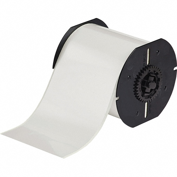 Label Maker Label: Clear, Vinyl, 100" OAL, 4" OAW, 1 Roll