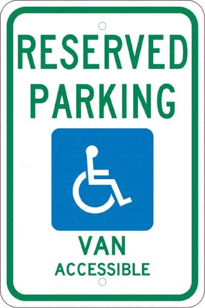 6 Pack 12x18 Blue Handicap Symbol Van Accessible Print Parking Car Lot Business Office Large Sign Aluminum Metal 