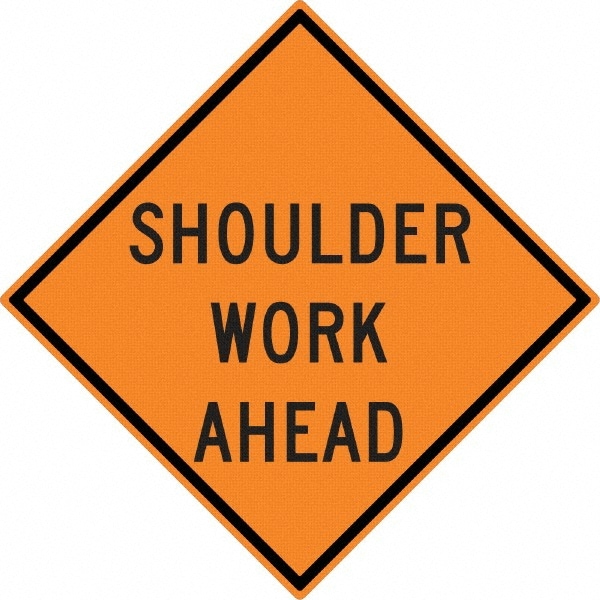 Road Construction Sign: Diamond, "Shoulder Work Ahead"