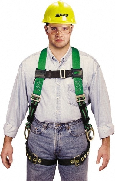 Fall Protection Harnesses: 400 Lb, Back and Side D-Rings Style, Size Universal