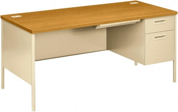 Hon HONP3265RCL Office Cubicle Workstations & Worksurfaces; Type: Single Right Pedestal Workstation Desk ; Width (Inch): 68-3/4 ; Length (Inch): 66 ; Depth (Inch): 30 ; Material: Laminate Top; Metal Base ; Fractional Height: 22 1/2 