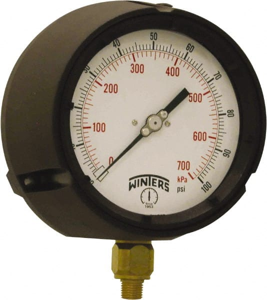 Details about   Winters Pressure Gauge 4-1/2" x 1/4" NPT 0-100 PSI N6685215561100 
