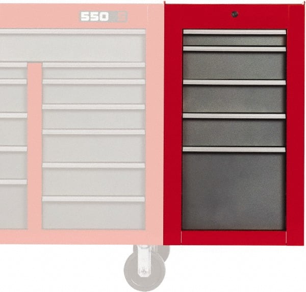 PROTO J551934-5SG-SC Side Cabinet: 5 Drawer, Red & Gray, Steel 