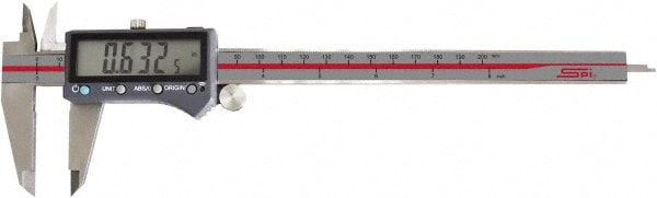 Electronic Caliper: 0 to 8", 0.0005" Resolution, IP54