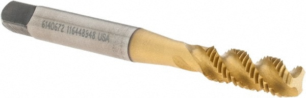 Kennametal 6140672 Spiral Flute Tap: 1/4-28, 3 Flute, Modified Bottoming, Cobalt, TiCN & TiN Finish Image