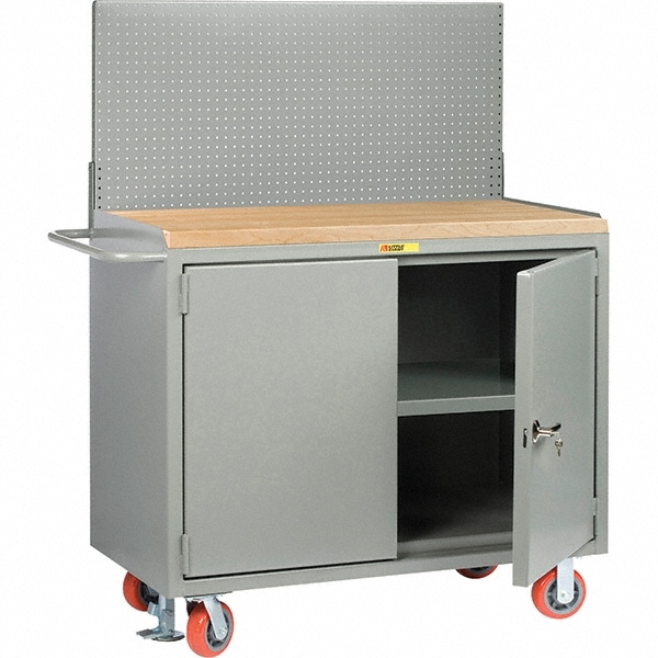 Little Giant® - Mobile Bench Cabinet with Pegboard Panel Mobile Work ...