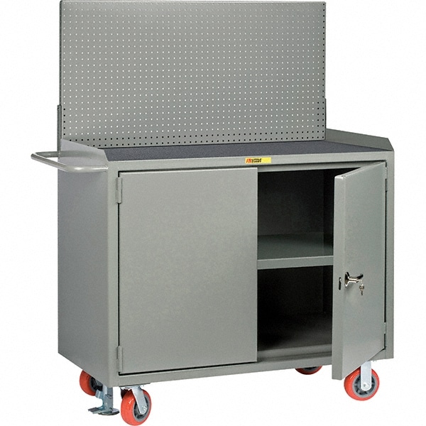 Little Giant® - Mobile Bench Cabinet with Pegboard Panel Mobile Work ...