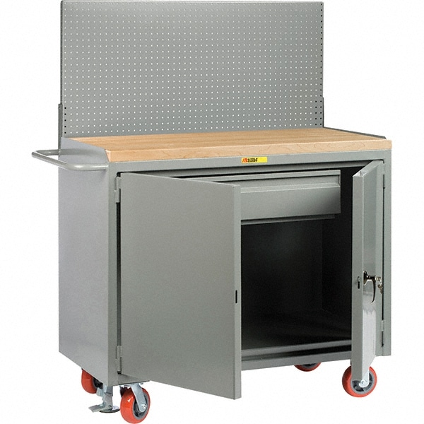 Little Giant® - Mobile Bench Cabinet with Pegboard Panel Mobile Work ...