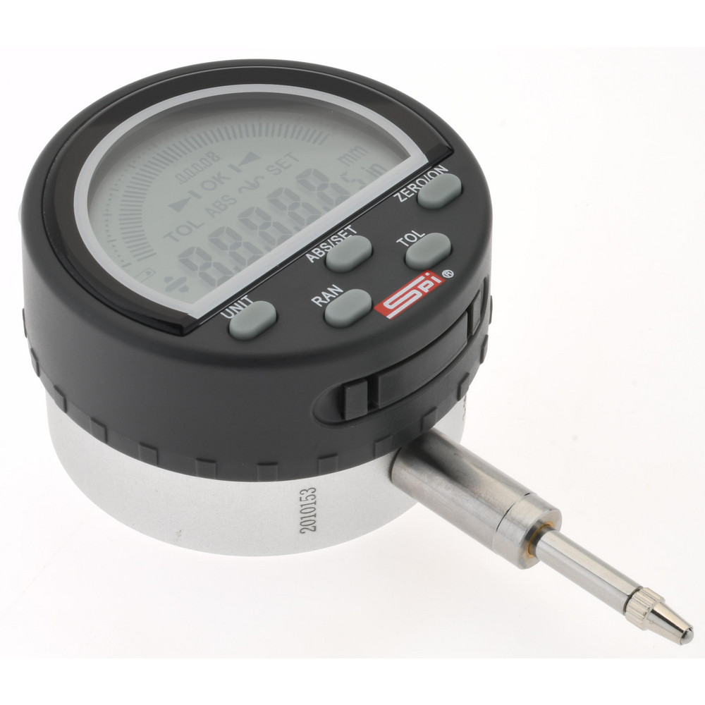 SPI Electronic Drop Indicator 0.00 mm Min, 1/2" Max, 0.000300" Accuracy, Center Lug Flat Back