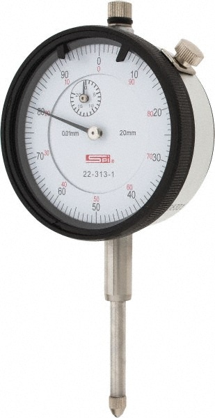 SPI CMS160714031 20mm Range, 0-100 Dial Reading, 0.01mm Graduation Dial Drop Indicator Image