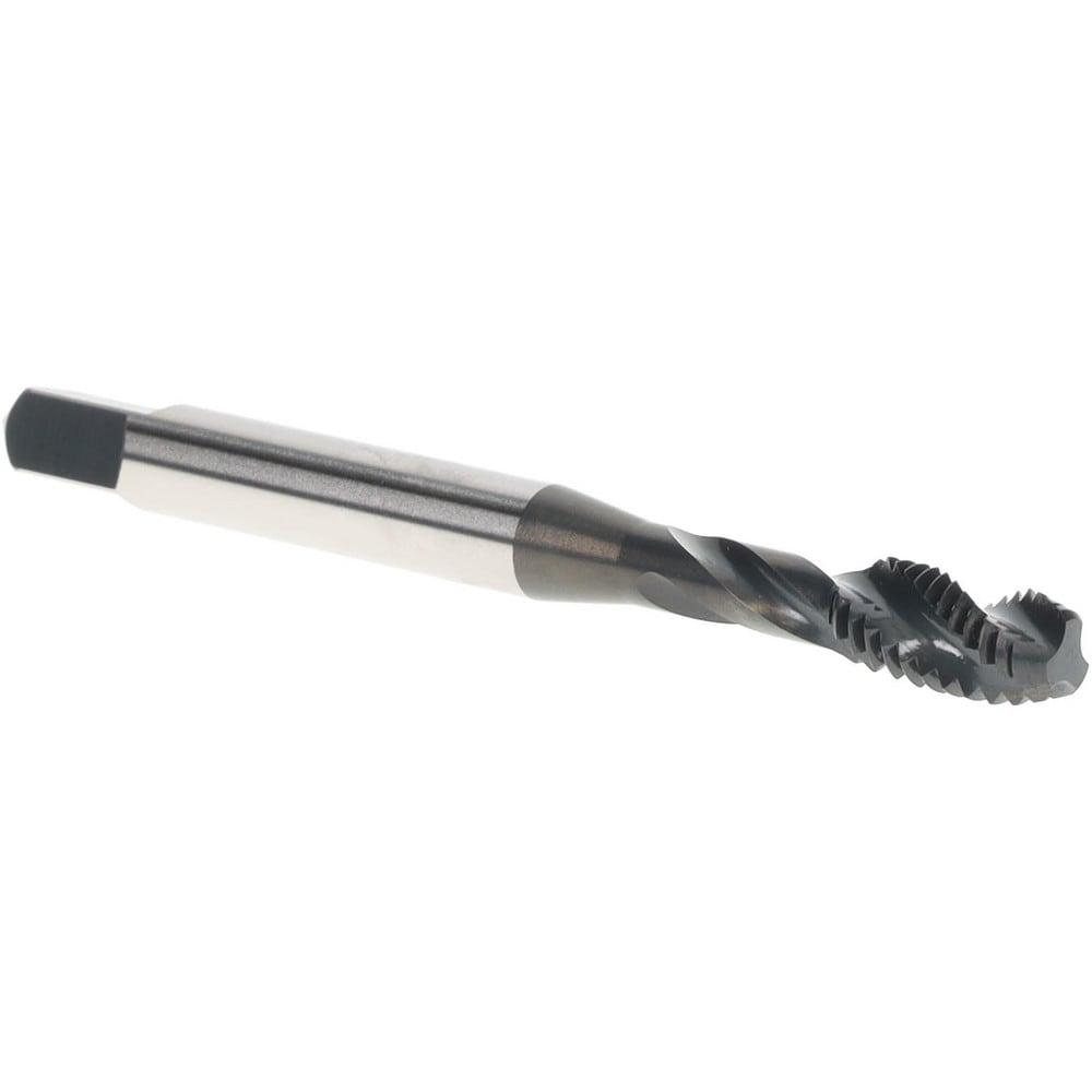 Spiral Flute Tap: #12-28, 3 Flutes, Bottoming, 2/2B/3B Class of Fit, Vanadium High Speed Steel, Oxide Coated
