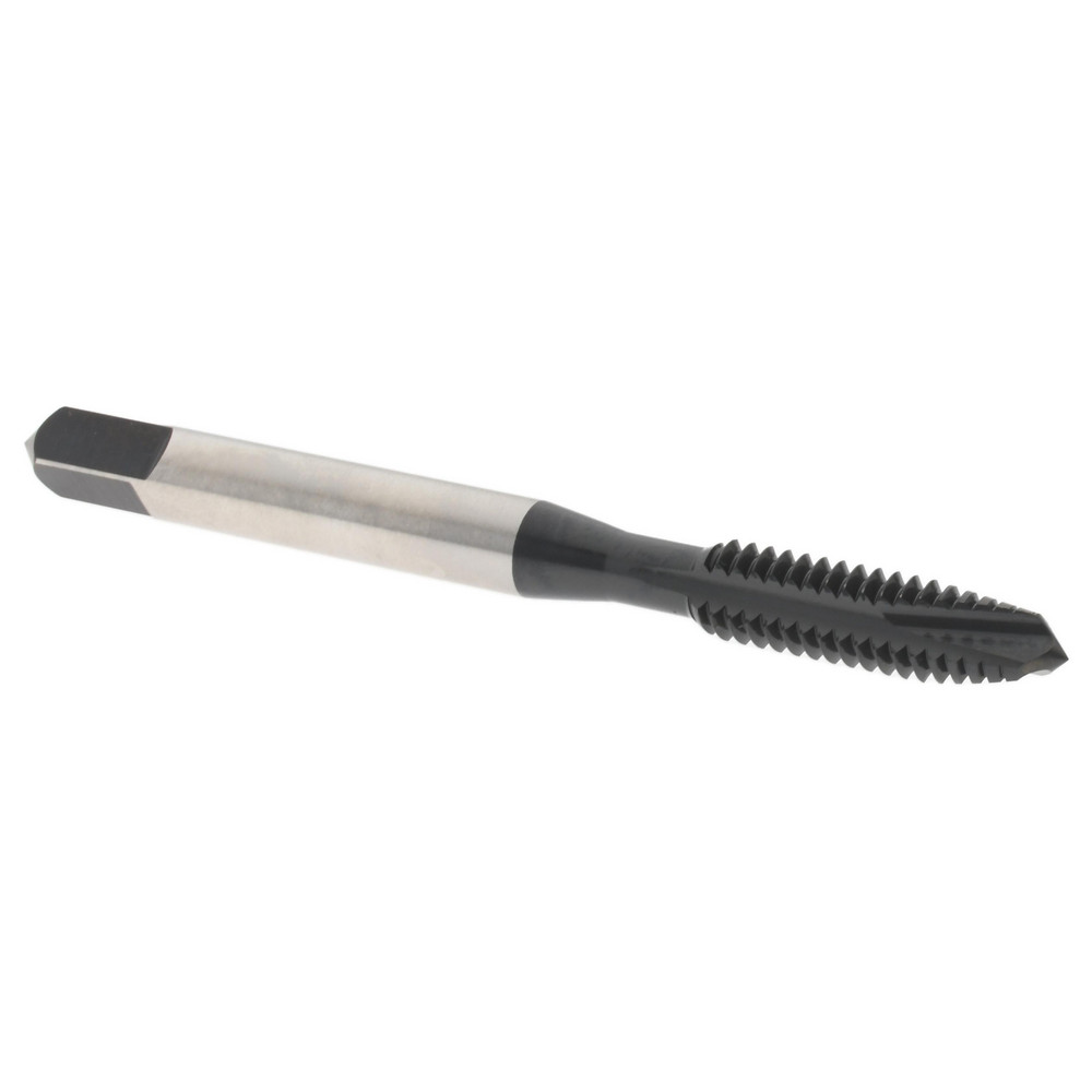 Spiral Point Tap: #12-24, 3 Flutes, Plug, Vanadium High Speed Steel, Oxide Coated
