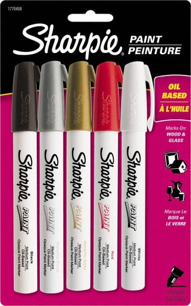 Sharpie Oil-Based Paint Markers, Fine Tip, Assorted, 5/Pack (37371)
