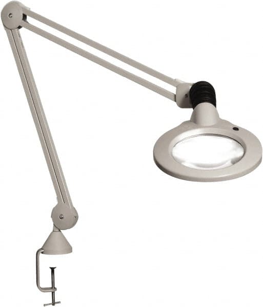 Task Light: LED, 45" Reach, Spring Suspension Arm, Clamp-On, Light Gray