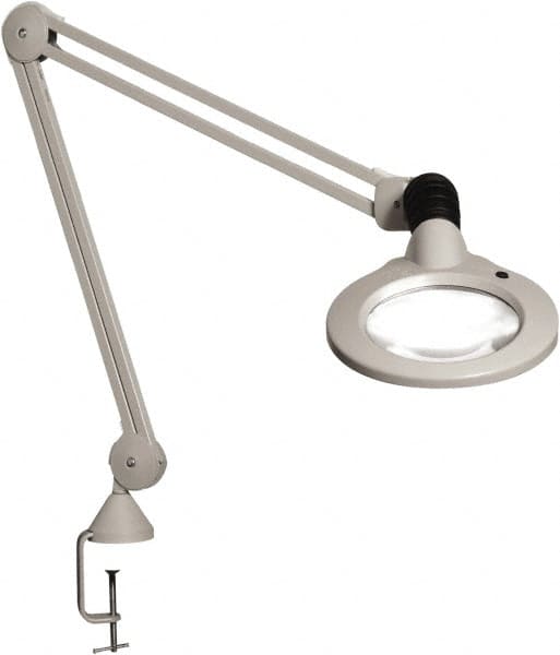 Task Light: LED, 30" Reach, Spring Suspension Arm, Clamp-On, Light Gray