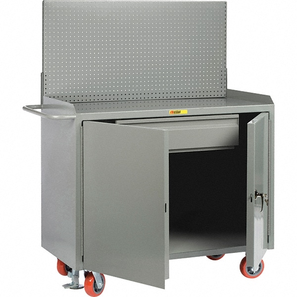 Little Giant® - Mobile Bench Cabinet with Pegboard Panel Mobile Work ...