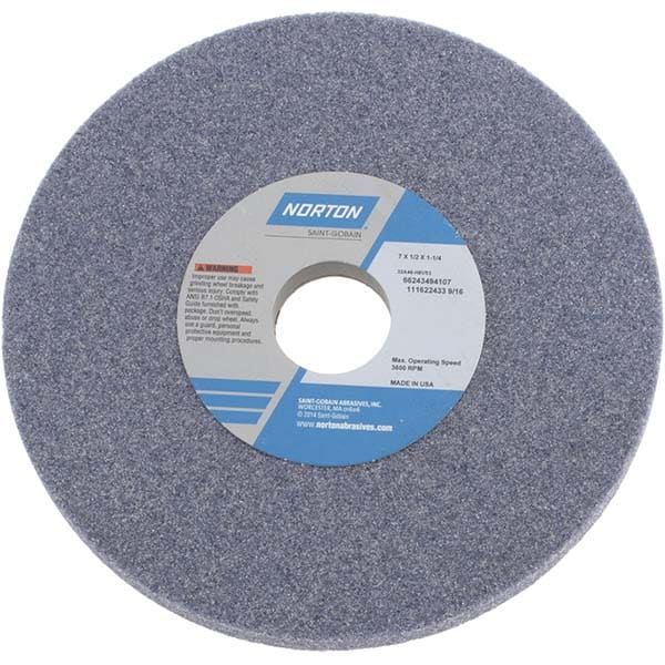 Norton 66243494107 Surface Grinding Wheel: 7" Dia, 1/2" Thick, 1-1/4" Hole, 46 Grit, H Hardness Image