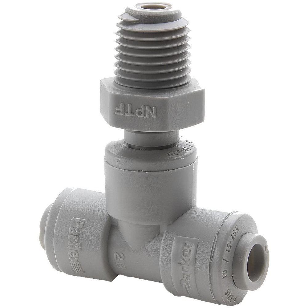 Push-To-Connect Tube Fitting: Female Branch Tee Swivel, 1/4" Thread, 3/8" OD