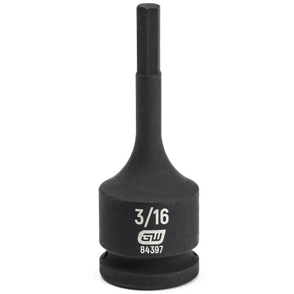 3/8" Drive, 3/16" Hex Size Hex Bit Socket - 0.22" Bit Length, 1-31/32" OAL