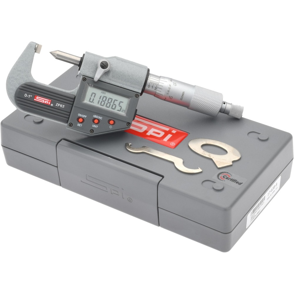 SPI CMS160714055 0 to 1 Inch Measurement, 0.0001 Inch Accuracy, Electronic Crimp Height Micrometer Image