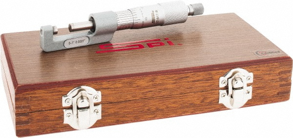 0 to 1" Range, Mechanical Hub Micrometer - 0.0001" Graduation, 0.0001" Accuracy, Rotating Spindle