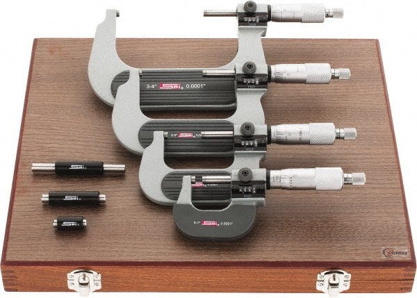 SPI CMS160714050 Mechanical Outside Micrometer Set: 4 Pc, 0 to 4" Measurement Image