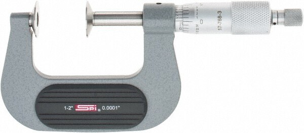 1 to 2", Ratchet Stop Thimble, Mechanical Disc Micrometer