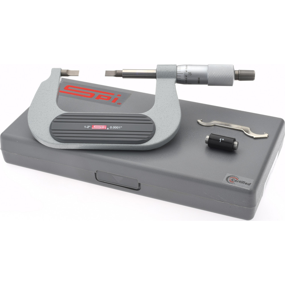 Blade Micrometer: Mechanical, 1 to 2" - 0.000200" Accuracy, Ratchet Thimble