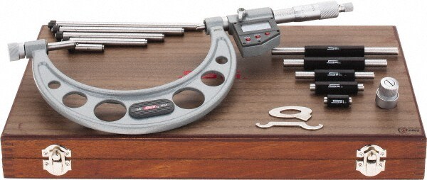 SPI CMS160809080 Electronic Interchangeable Anvil Micrometer: 6" Range, 6 Anvils Image