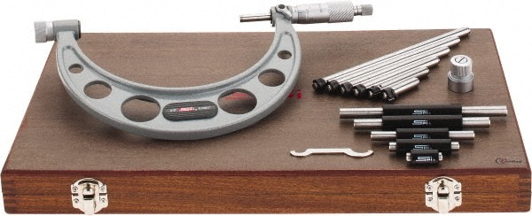 SPI CMS160809048 Mechanical Interchangeable Anvil Micrometer: 6" Range, 6 Anvils Image