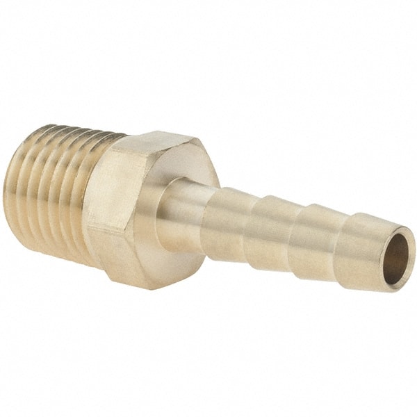 Barbed Hose Fitting: 1/4" x 1/4" ID Hose, Male Connector