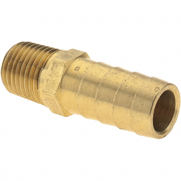 Barbed Hose Fitting: 1/4" x 1/2" ID Hose, Male Connector