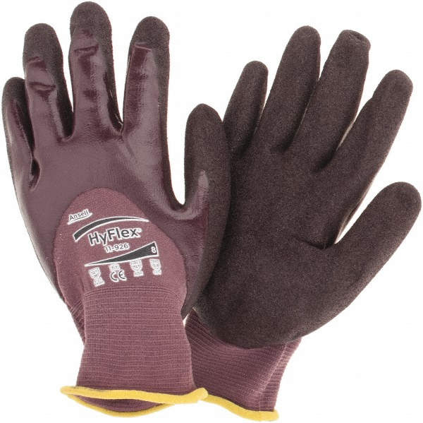 Cut & Puncture-Resistant Gloves: HyFlex® 11-926, Size Medium, ANSI Cut A1, ANSI Puncture 2, Nitrile, Nylon - Purple, 3/4 Dip Coated, Pair, ANSI Abrasion  3