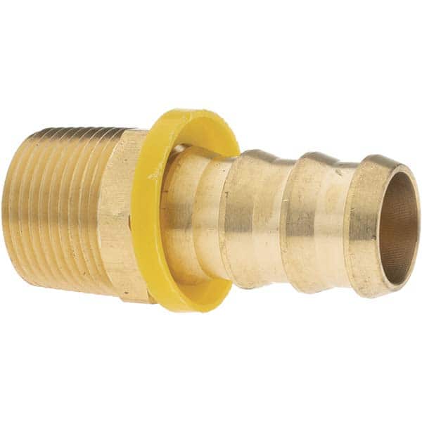Barbed Push-On Hose Male Connector: 3/4" NPTF, Brass