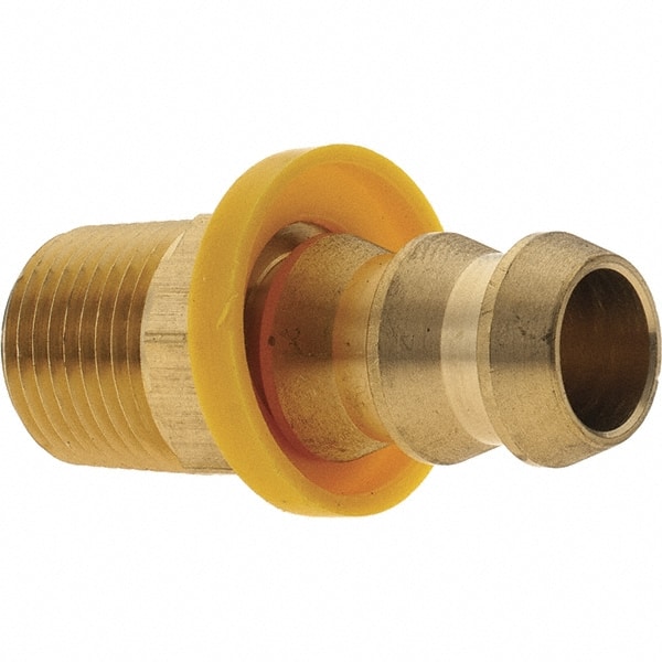 Barbed Push-On Hose Male Connector: 3/8" NPTF, Brass