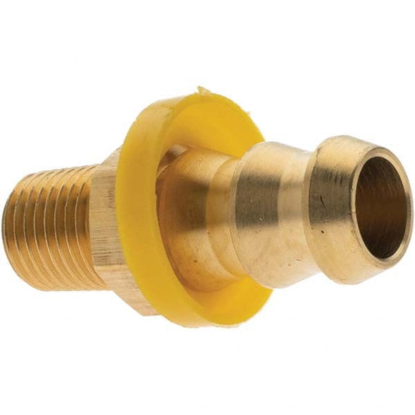 Barbed Push-On Hose Male Connector: 1/4" NPTF, Brass