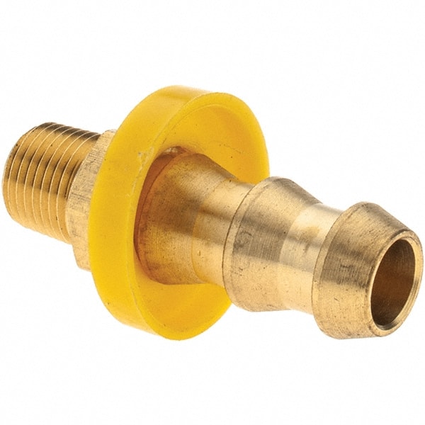 Barbed Push-On Hose Male Connector: 1/8" NPTF, Brass