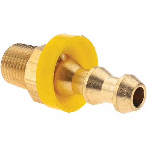 Barbed Push-On Hose Male Connector: 1/8" NPTF, Brass
