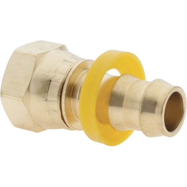 Barbed Push-On Hose Female Connector: 3/4" UNF, Brass