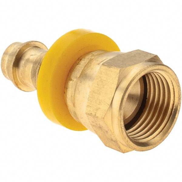 Barbed Push-On Hose Female Connector: 5/8" UNF, Brass