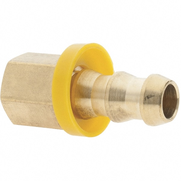 Barbed Push-On Hose Female Connector: 1/4" NPTF, Brass