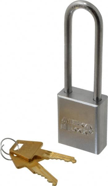 American Lock A5102KA36748 Padlock: Steel, Keyed Alike, 1-1/2" Wide, Chrome-Plated 