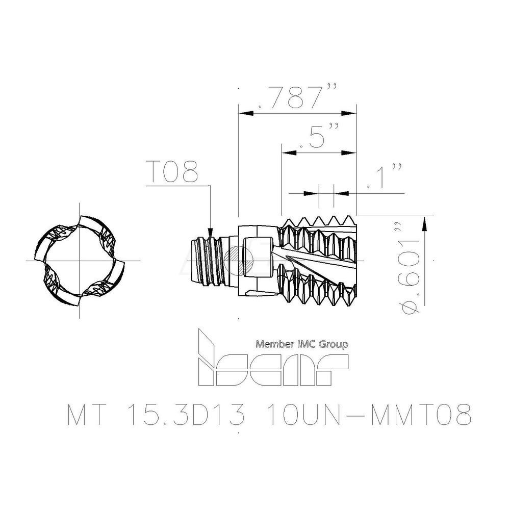Iscar Thread Milling Tip Insert MT 15.3D13 10UNMMT08 IC908, Carbide MSC Industrial Supply Co.
