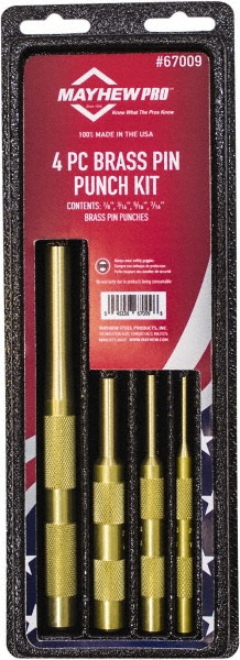 Brass Pin Punch Set: 4 Pc