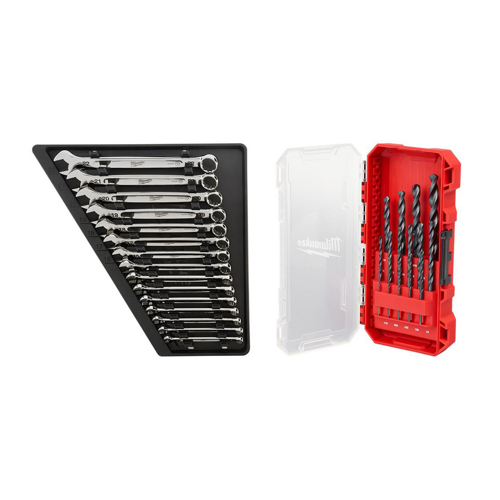 Milwaukee Tool | Milwaukee Combination Wrench Set: 30 Pc, 8 to 22 mm Wrench, Metric - 8 mm - 25 mm Long, 15 deg Head Offset Angle, Chrome Finish