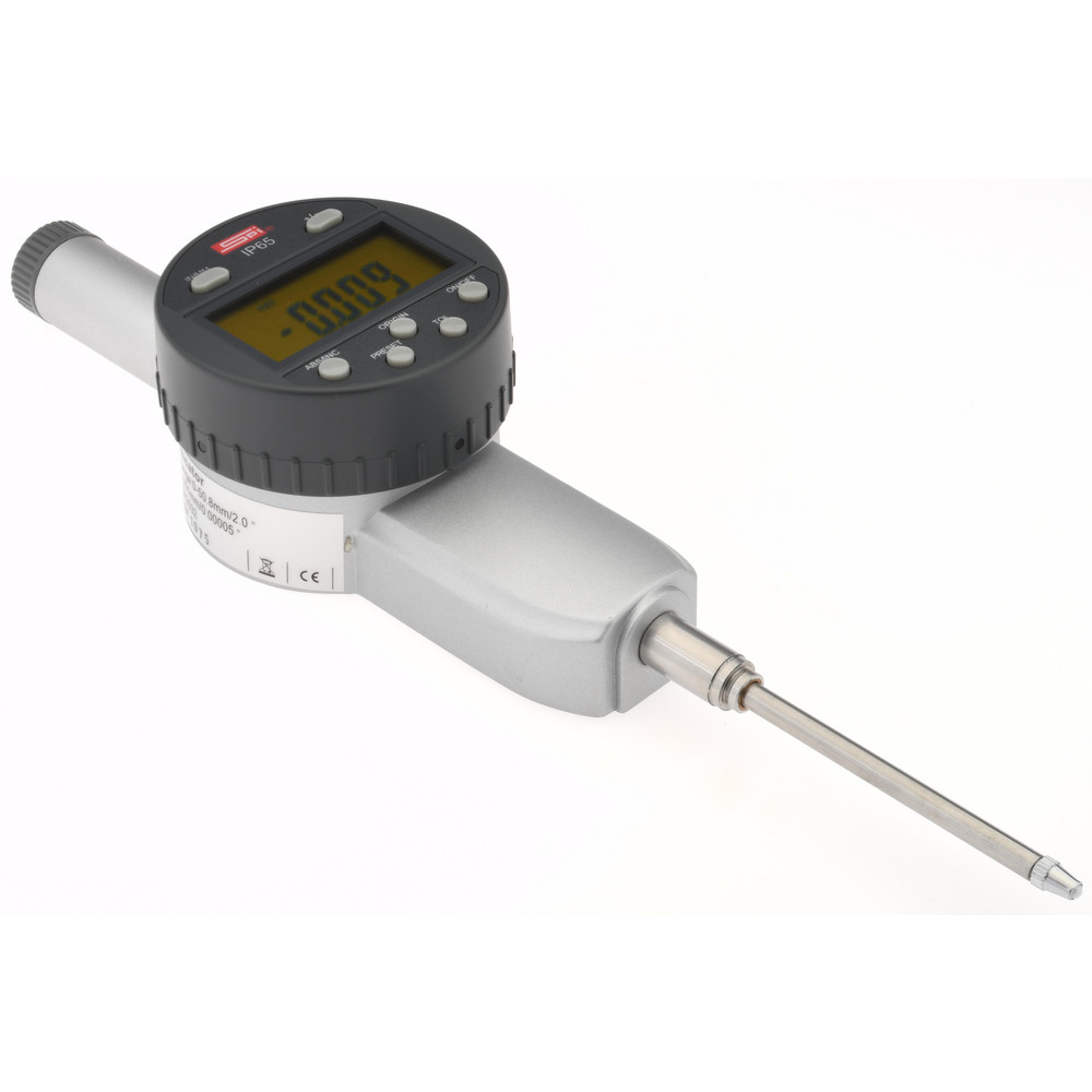 SPI Digital Electronic Drop Indicator 2" Max, 0.000250 in & 0.0060 mm Accuracy, Flat & Lug