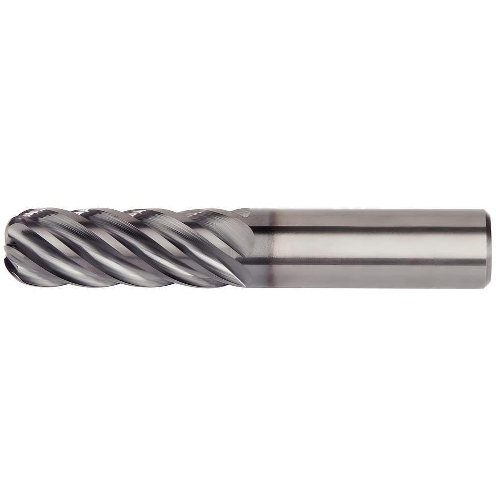 Corner Radius End Mill: 1" LOC, 0.09" Radius, 6 Flutes, Solid Carbide