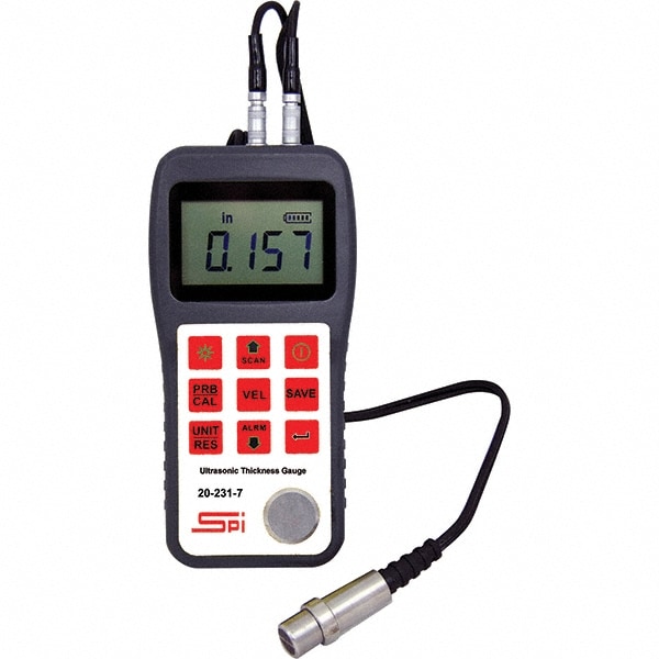 SPI 20-231-7 Electronic Thickness Gages; Minimum Measurement (Decimal Inch): 0.0400 ; Maximum Measurement (Inch): 12.0000 ; Maximum Measurement (Decimal Inch): 12.0000 ; Accuracy: 0.0015 in ; Resolution (mm): 0.01 ; Resolution (Decimal Inch): 0.001 Image