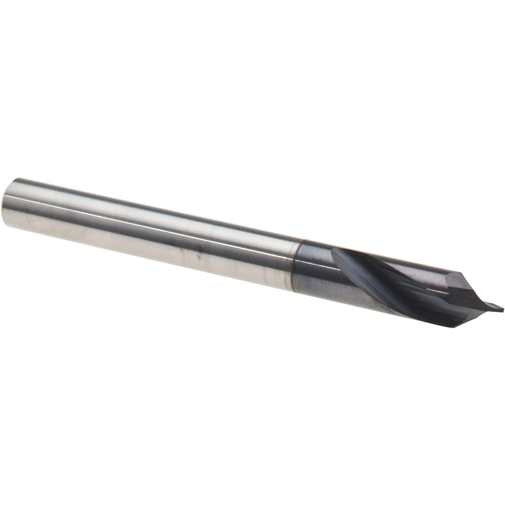 Harvey Tool Spotting Drill: 1/4" Dia, 60 deg, 2-1/2" OAL, Solid Carbide - 3/4" Flute Length, 1/4" Shank Dia, AlTiN Finish, Right Hand Cut